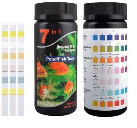 7-in-1 Aquarium-Teststreifen, 50 Streifen, Aquarium-Wasser-Test-Set zum Testen von Härte, Karbonat, Nitrit, Nitrat, PH, Gesamt-/Restsilan