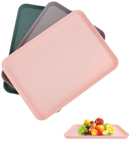 3 Piezas Bandejas para Servir Comida Bandeja Plástico Rectangular Reutilizable Bandeja de Desayuno Bandejas Plasticas Apilables Bandeja Pequeña para Café Bar Cocinas Baño (3 Colores, 29 x 21 x 2 cm)