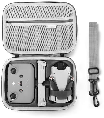 Uvafly Mini 3/4 Pro - Custodia da viaggio in poliuretano, compatta per drone DJI Mini 3/4 Pro RC-N1/RC-N2, colore grigio tinta unita, grigio, Tinta unita