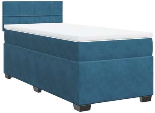 vidaXL Boxspringbett mit Matratze Dunkelblau 80x200 cm Samt