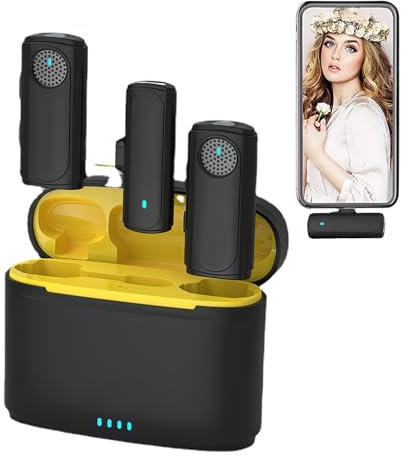 Honhoha Pequeño micrófono para Grabar, micrófono con Clip - Micrófono inalámbrico con reducción de Ruido para Cantante,Micrófono de grabación inalámbrico, micrófono con Clip, Amplificador de Voz para