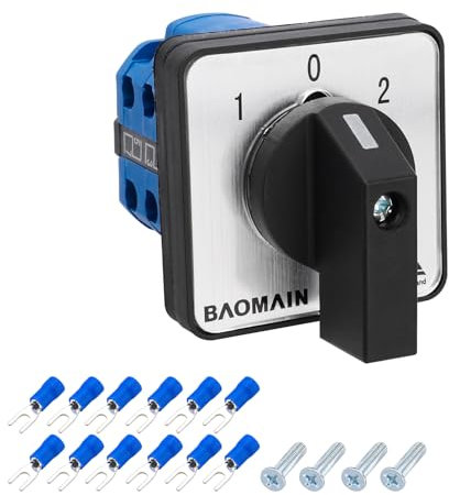 BAOMAIN LW28-20 Commutateur rotatif universel marche/arrêt 20 A 550 V 50 Hz Certifié CE IP20 (2 pôles 3 positions)