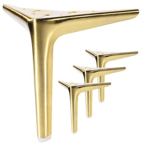 Anterrific - Pieds de meubles en or brossé de 7 pouces, pieds de meubles en métal, lot de 4 pièces, remplacement pour pieds de canapé, pieds de placard, pieds de canapé, pieds ottomans, pieds de table