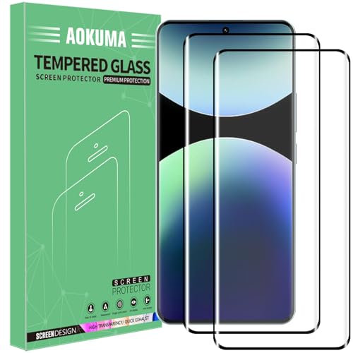 AOKUMA 3D Protector de Pantalla para Xiaomi Redmi Note 14 Pro/Pro Plus 5G,[2 Unidades]3D Cristal Templado para Redmi Note 14 Pro+ Fácil Instalación,Sin Burbujas,Alta Definicion,9H Dureza,Anti-Arañazos