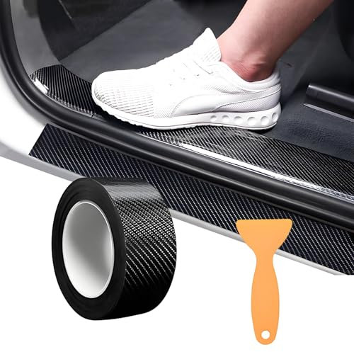1 protection de bord de portière de voiture en fibre de carbone – Ruban adhésif universel 5 cm x 5 m pour seuil de portière, protection contre les rayures pour voitures, camionnettes, SUV