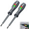 2-in-1 High Torque Strong Magnetic Screwdriver Electricity Detector,Electrical Tester Screwdriver,Alloy Dual Color Light Measuring Electric Pen,12V-250V Non Contact Voltage Tester(2Pcs Slotted-Head)