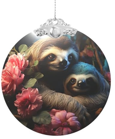 Christbaumschmuck Christbaumschmuck Baumschmuck Rund Kristall Ornamente Basteln Anhänger Weihnachtsbaumschmuck Faultier Baby Faultier Ornamente für Dekoration