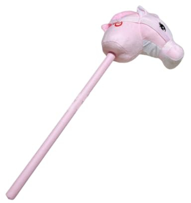 Colcolo Steckenpferd, Plüschtierkopf, leicht, mit Stange, handgefertigt, zum Rollenspiel, Steckenpferd auf einem, für Kinder ab 3 Jahren, Rosa