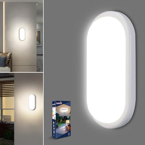 Letlit LED Lampe Wandleuchte mit Bewegungsmelder Innen, 2-Stück 18W 1800LM Kellerlampe Deckenleuchte Wandlampe, IP54 Deckenlampe Kellerleuchte Feuchtraumleuchte für Decken Keller Flur Treppe Garage