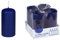DeinPack Stumpenkerzen dunkelblau - 4 Stück | Ø 4 x 8 cm | Brenndauer: ca. 10 Stunden | Hochwertige Stumpenkerze | ideal für Gastronomie, Hotels, Kirchen- Hochzeiten & Feierlichkeiten