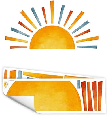 SHENGYIG Wandtattoo Sonne, Selbstklebend Wandaufkleber, Aquarell Wandtattoo Flur, PVC Wandtatoo, 142 × 74 cm, für Schlafzimmer, Wohnzimmer, Flur