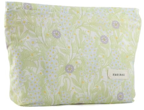 Kytpyi Borsa Cosmetica, Trousse Trucchi Donna, Fresco Dolce Doppio Strato Pochette Trucchi per Vita Quotidiana Viaggio, Portatile Morbido Portatrucchi da Viaggio Donna Studente (Fiori Viola)