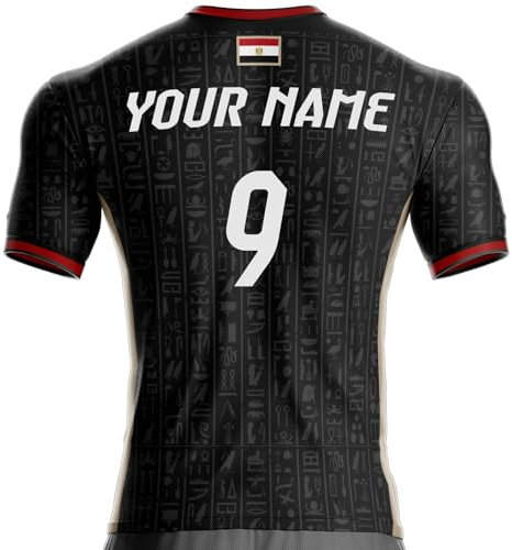 Maillot Egypte Football EG-115 Microfibre Confortable, Cadeau, avec Drapeau, Tshirt Foot (FR/ES, Alpha/Lettres, S, Taille Normale, Taille Normale, + Personnalisation)