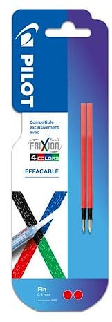 Nachfüllpack für Pilot Frixion Ball, radierbar, 4 Farben, feine Spitze, 0,5 m, 2 Stück, blaue Tinte
