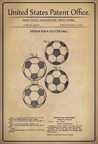 mrdeco Cartel de madera de 30 x 40 cm, diseño de balón de fútbol 1964