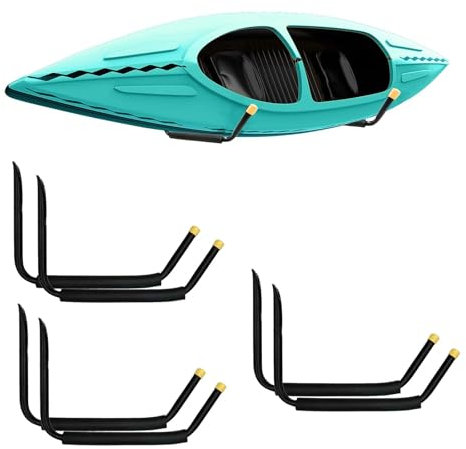 WhamtL Kajak-Aufbewahrungshaken Kajak-Wandhalterung für die Garage, Leichte, Kratzfeste Kanu-Aufhänger, Kajak-Halterung, Surf-, Ski-, Paddleboard-, Snowboard-Kajak-Regal(Yellow,6psc)
