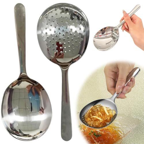 LQQDREX Soup Ladles for Serving, 7.9 Stainless Steel Serving Spoon for Buffet, Large Serving Spoon Utensils with Short Handle, Thick Slotted Utensil for Buffet, Party, Dinner, Restaurants, Kitchen