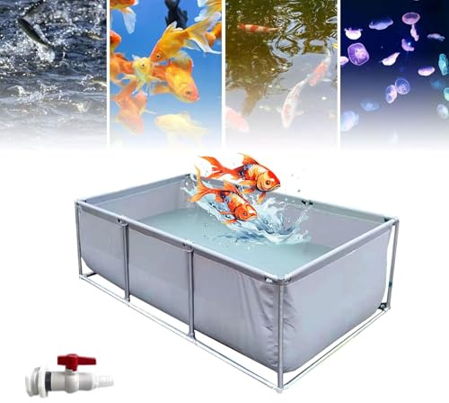 Gguwug teichbecken groß miniteich Becken/fischteich ententeich aus Segeltuch mit Ständer, faltbecken für koi, verwenden für Teiche, Fische, Koi Goldfisch-Pool über Bode