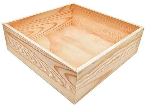 Anktily 1 Packung unlackierte Aufbewahrungsboxen aus Holz, 25 x 25 x 8 cm, quadratischer Organizer, rustikaler Naturholzbehälter für Zuhause, Büro & Veranstaltungsdekor