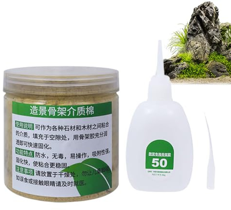 Colla per piante acquatiche – Colla subacquea corallo – 50 grammi di cotone idrofilo con ugello a bocca fine per layout subacqueo solo per roccia e