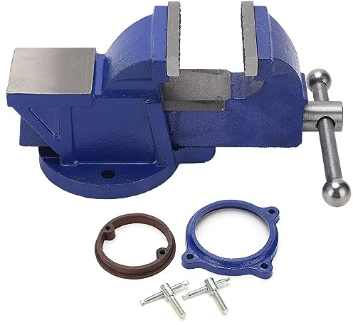 Morsa Banco 3 Pollici, Base Girevole 360 Gradi, Metallo con Incudine, Mascelle in Acciaio 45# - Serraggio Stabile, Lavorazioni di Meccanica e Falegnameria