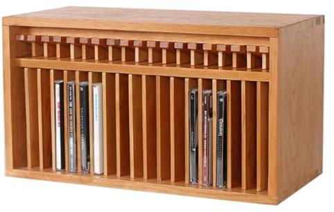 Vituord CD-Regal Aus Holz, DVD-Organizer/Regal/Turm/Ständer, Bietet Platz Für 19 Standard-CD-Hüllen, Ideal Für Den Schreibtisch, Im Vintage-Landhausstil, Perfekt Fürs Heimkino
