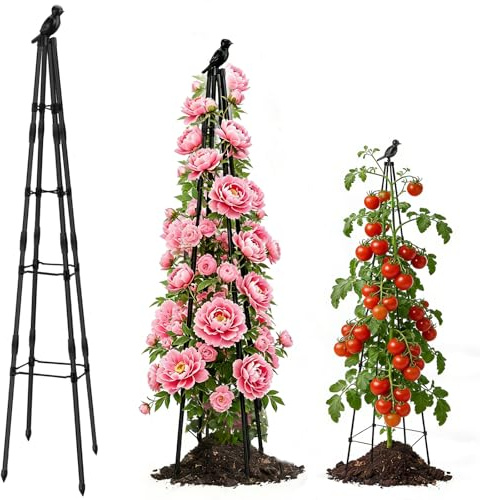 NICEWAT Obelisks for Climbing Plants 160cm, Metal Garden Obelisk for Outdoor Plants Garden Trellis, Adjustable Climbing Plant Support for Sweet Pea Pot Plant Rose Tomato Cucumber