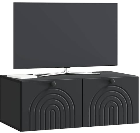vidaXL Wandmontierter TV-Schrank Schwarz 78,5 x 41 x 30 cm, Modernes Wohnzimmer Lager, rechteckiges Design, Wandregal, praktische Medieneinheit, viele Entertainment Plätze