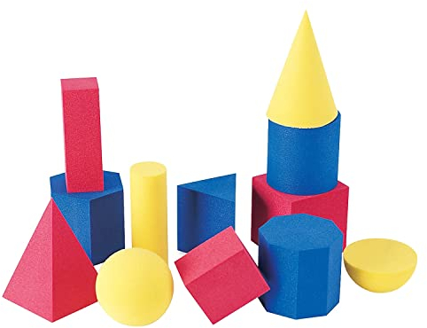 Learning Resources Hands-On Soft Geosolids, Soft Foam 3D Formen, 12 Stück, ab 5 Jahren
