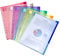 Djois made by Tarifold 12 Enveloppes Porte-documents Plastique Perforées Fermeture Scratch Format A4-6 couleurs x2 (Bleu, Violet, Vert, Jaune, Rose, Transparent) - 510229