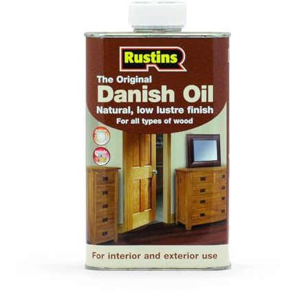 Rustins DANO1000 Original Danish Oil 1 Litre - Rich, Natural Glow - Enhances Wood Grain Beautifully, Professional-Grade Finish, Easy DIY Application