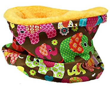 Kleine Könige Loop Schal Kinder Mädchen bis 8 Jahre · Modell Elefantenparade pink · Innen Fleece gelb · Made in Germany