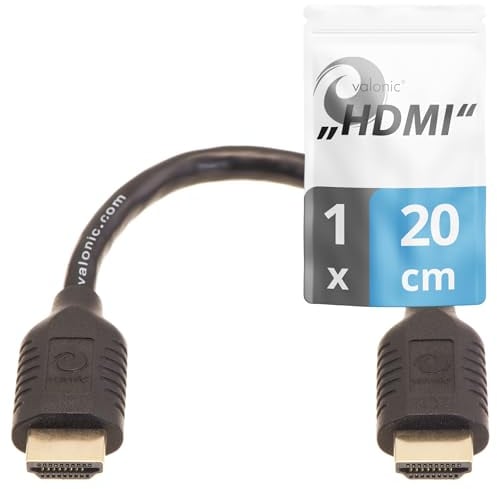 valonic cable HDMI court, 20cm - 4k, ARC, Ultra HD, Ethernet, high Speed - noir, pour TV, Macbook, PC, PS5 0,2m
