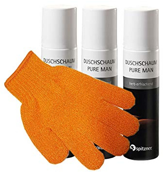Duschschaum “Traummann“ Sparpaket (3 x 150 ml) von Spitzner mit einem Gratis Massagehandschuh