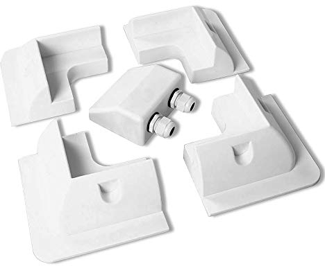 NUZAMAS Solar Panel Mounting Side Brackets Corner 4 corners & Double Cable Entry Gland for Motorhomes Boats Caravans RV Boats Sheds UV-resistant - White