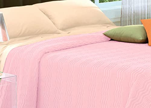 BIANCHERIAWEB Copriletto Tinta Unita in Morbidissima Ciniglia A Onde 100% Cotone Matrimoniale Rosa 6