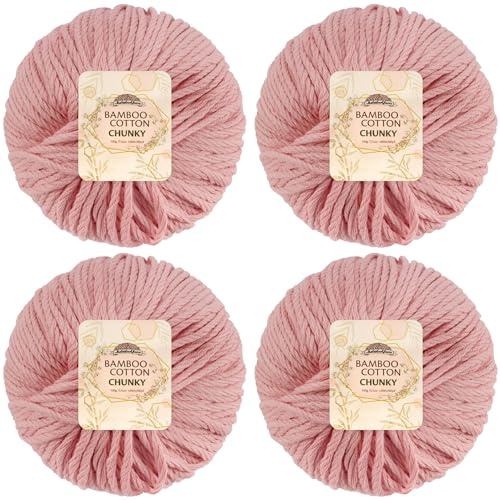 JubileeYarn Bamboo Cotton Chunky Yarn - 100g/Ball - Dreamy Blush - 4 Balls