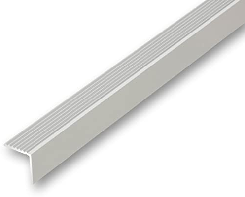 (7,16EUR/m) 19 x 20 x 900 mm Treppenwinkel silberfarben gebohrt inkl. Montageset Treppenkantenprofil Treppenkante