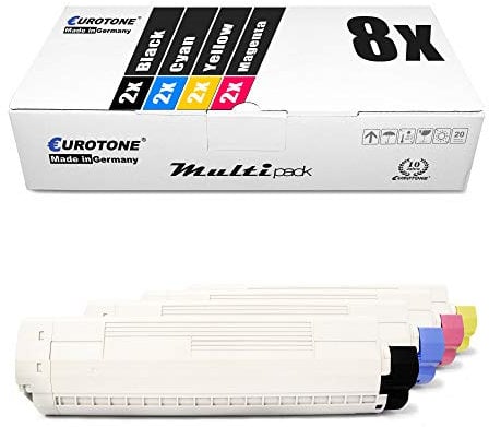8X Eurotone Toner für Oki MC 853 873 wie Set Druckerpatronen Cartridges