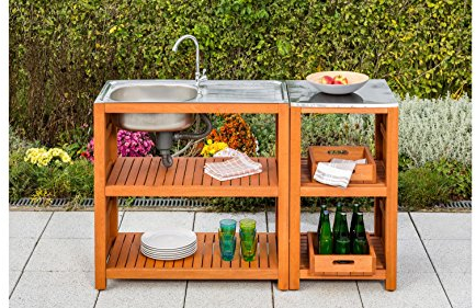 MERXX Gartentisch, Eukalyptus, 90x46 cm, braun 90 cm, 46 cm, beige