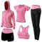 ZETIY Damen Traingsanzug Yoga Kleidung Anzug 5er-Set Sportanzüge Jogginganzug Gym Fitness Kleidung Laufbekleidung Sportswear Sport Yoga Outfit Damen BH Leggings Set - Rosa - M