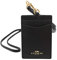 Coach ID Lanyard Badge Holder aus Crossgrain Leder (Schwarz/Gold)