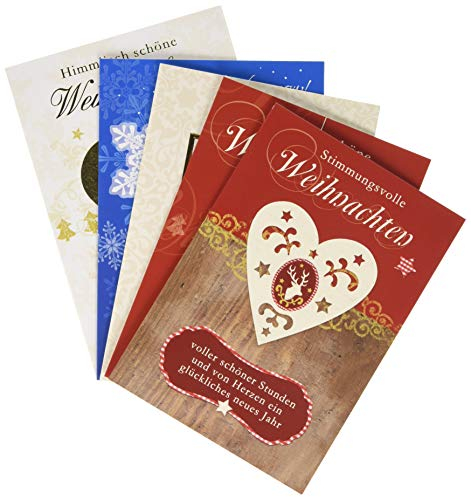 Perleberg hochwertige Weihnachtskarten - 3er Pack - Liebevoll gestaltete Weihnachtspostkarte inklusive Umschlag - Kunstvolle Grußkarte für Weihnachten in 10,5 x 14,5 cm
