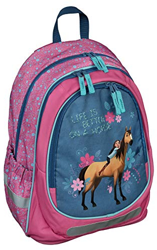 Undercover SIPR7560 - Schulrucksack mit Fronttasche, DreamWorks Spirit, mit 2 Hauptfächern, Front- und Seitentaschen, für Schule, Freizeit und auf Reisen, Reflektoren, ca. 31 x 41 x 15 cm