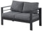 Wisteria Lane Patio Furniture Aluminum Loveseat, All-Weather Outdoor 2 Seats Sofa Couch, Gray Metal Chair with Dark Grey Cushions