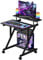 Dripex Computer Desk with Monitor Shelf - Mobile Z Shaped Home Office Desk with Storage Shelves and Movable Wheels for Small Spaces, Compact Corner Desk Space-Saving, Black
