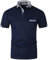 LIUPMWE Poloshirt Herren Kurzarm Baumwolle mit Brusttasche Polohemd Regular Fit Basic Streifen Tennis Golf T-Shirt,Navyblau,XXL