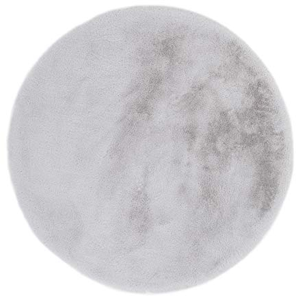 andiamo Kunstfell Novara Teppich Schlafzimmer - flauschiger Teppich zur Verwendung als Bettvorleger Schlafzimmer - gemütlicher Fellteppich Lammfell Imitat 80 cm rund Grau