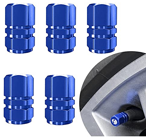 Tappi Valvola per Pneumatici,5pezzi Coperture Antipolvere per Stelo Pneumatico per Auto Tappi Stelo Calvola in Lega di Alluminio Cappucci Parapolvere,per Auto Bici Camion Motociclette(blu)