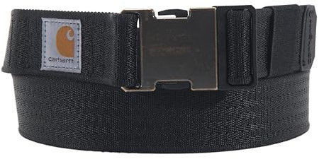 Carhartt Men's Standard, Casual Belts, Available in Multiple Styles, Colors & Sizes, Rugged Flex Nylon Webbing (Black), Medium